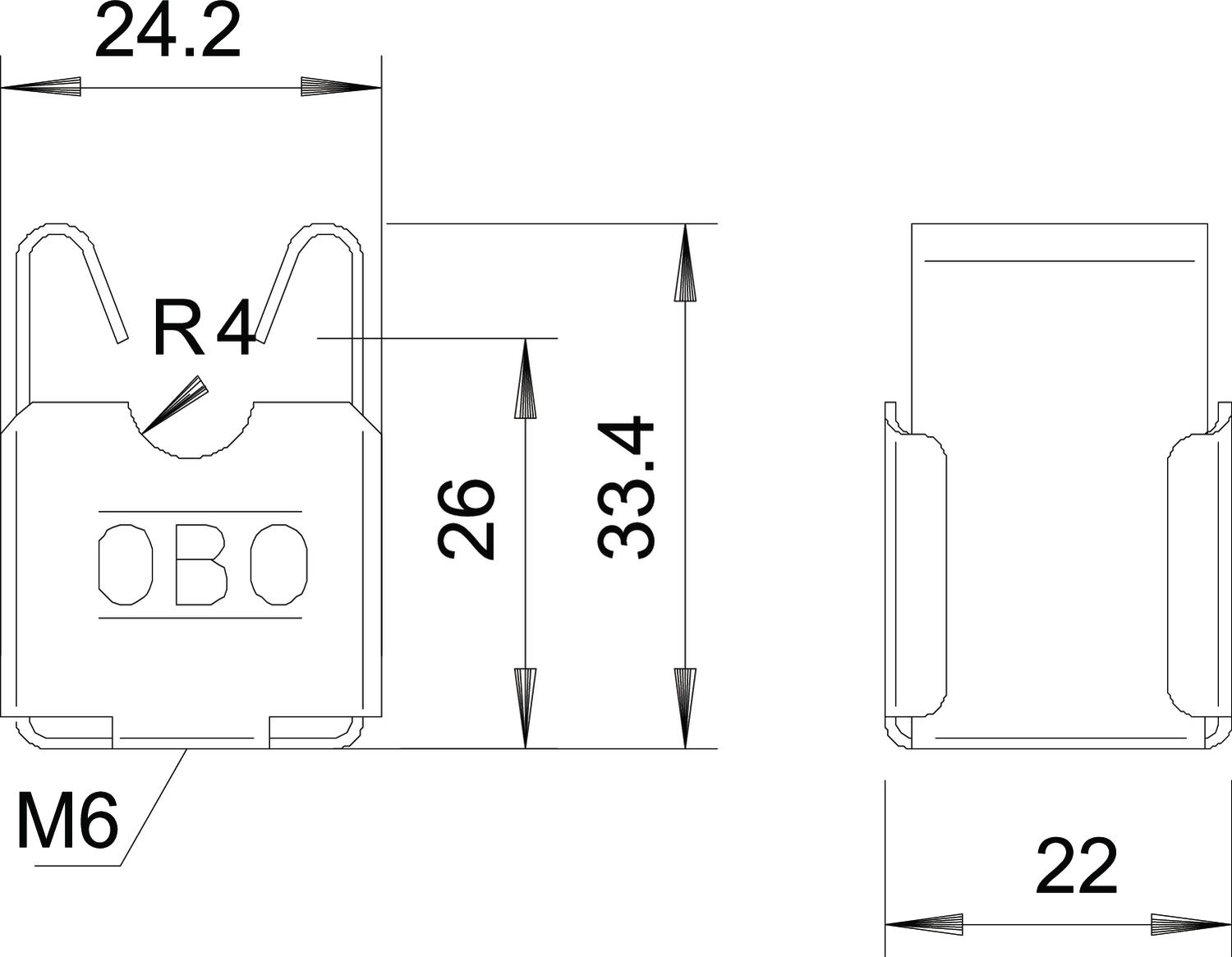 Juhihoidik 177/VA, metallist, RD 8 jaoks, läbiviik Ø 7 mm - Image 2
