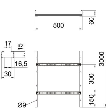 Kaabliredel LCIS 650 3 FS, perf.ristpulk, keevitatud, 60*500, 3m - Image 2