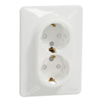 Pistikupesa 2ne süv. maandusega valge Sedna