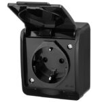 Pistikupesa HERMES, 1ne, pinnapealne, IP44, must