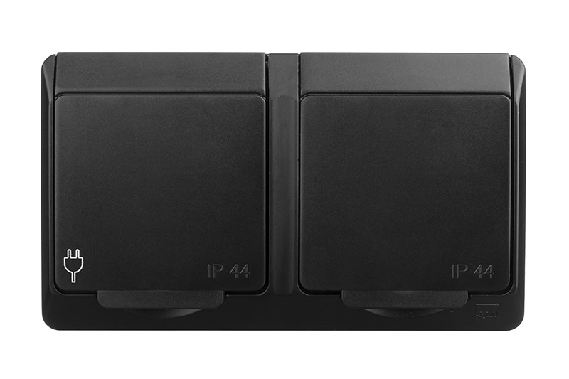 Pistikupesa HERMES, 2ne, pinnapealne, IP44, must - Image 2