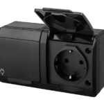 Pistikupesa HERMES, 2ne, pinnapealne, IP44, must