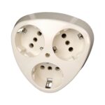 Pistikupesa, 3ne, maandusega, kreemvalge, Kopp