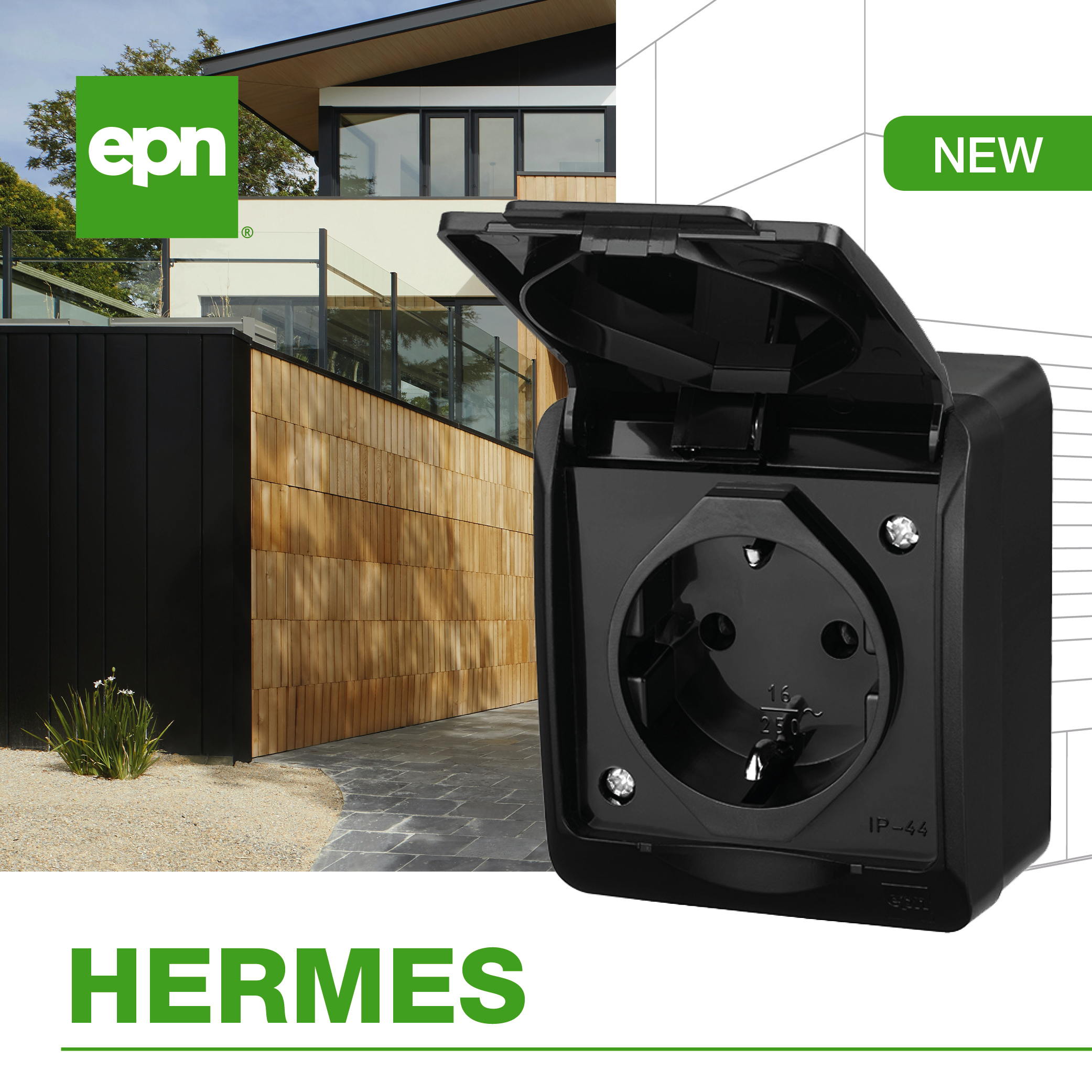 Pistikupesa HERMES, 1ne, pinnapealne, IP44, must - Image 4