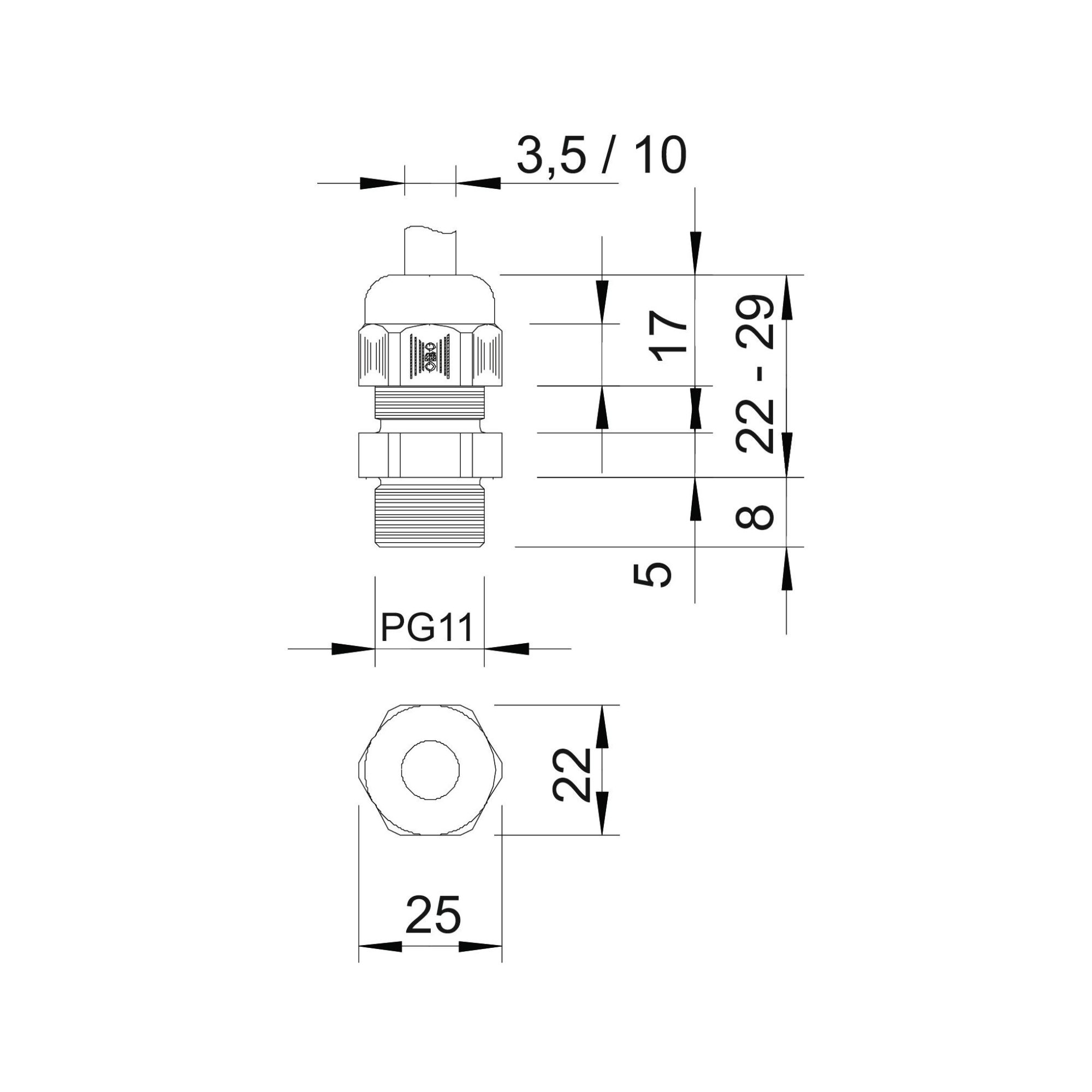 Läbiviik PG 11, polüamiid, OBO - Image 2