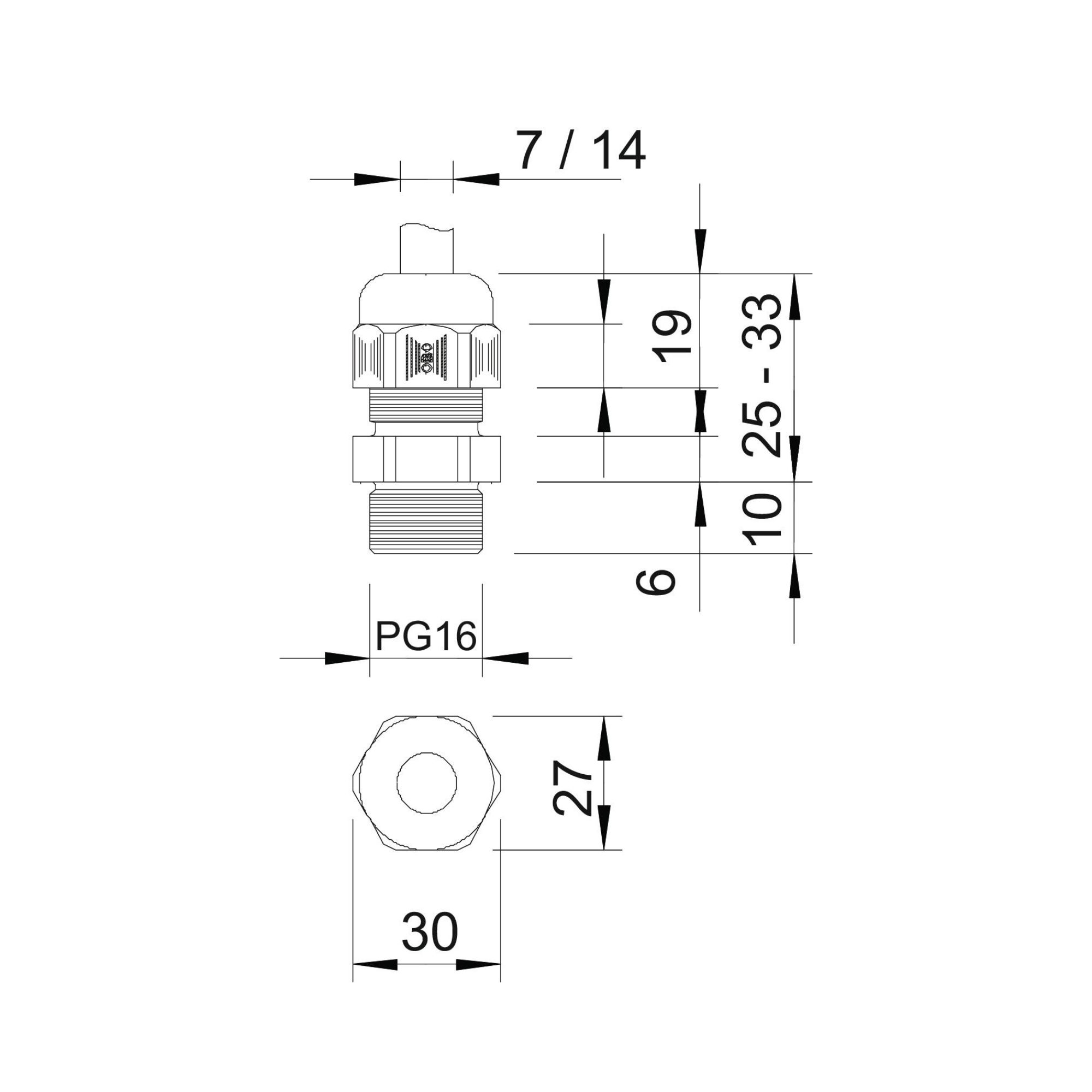 Läbiviik PG 16, polüamiid, OBO - Image 2