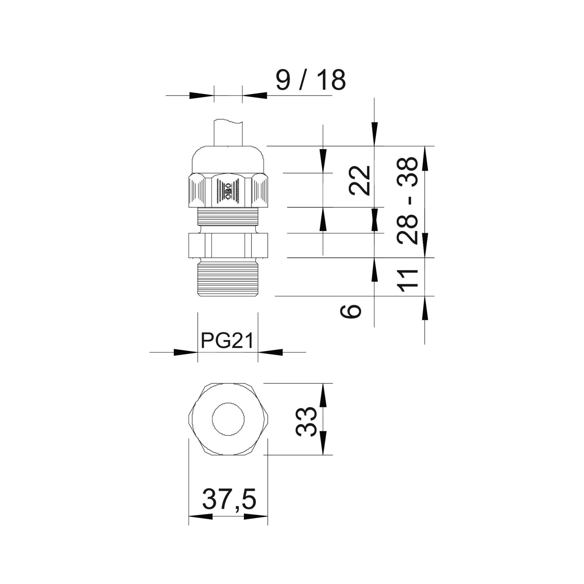 Läbiviik PG 21, polüamiid, OBO - Image 2