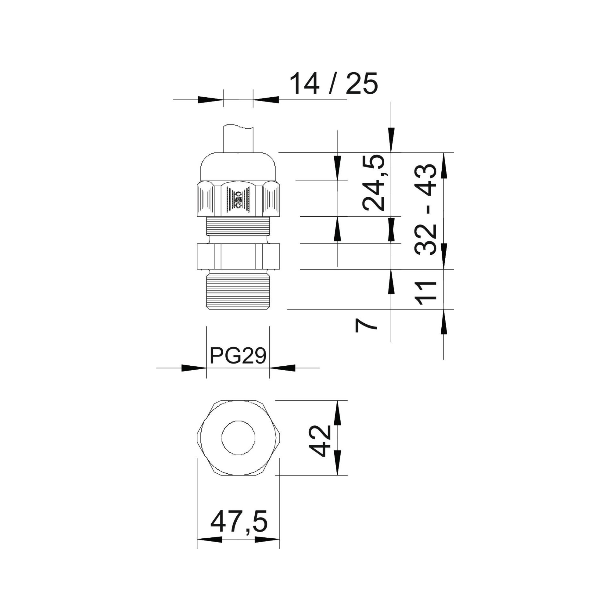 Läbiviik PG 29, polüamiid, OBO - Image 2
