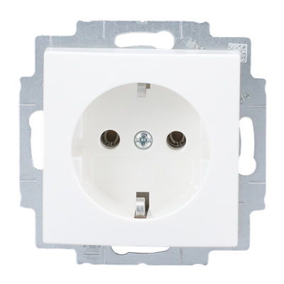 Pistikupesa, süvistatav, 1ne, maandusega, aipivalge, Basic55