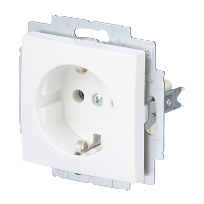 Pistikupesa, süvistatav, 1ne, maandusega, aipivalge, Basic55 - Image 2