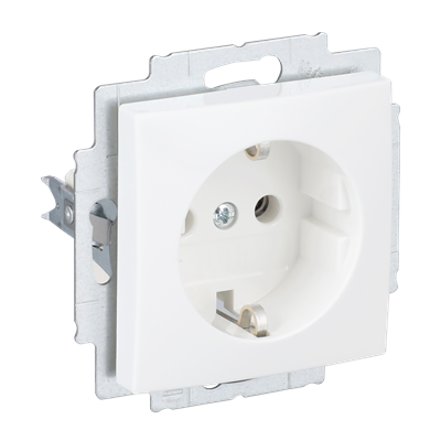 Pistikupesa, süvistatav, 1ne, maandusega, aipivalge, Basic55 - Image 3