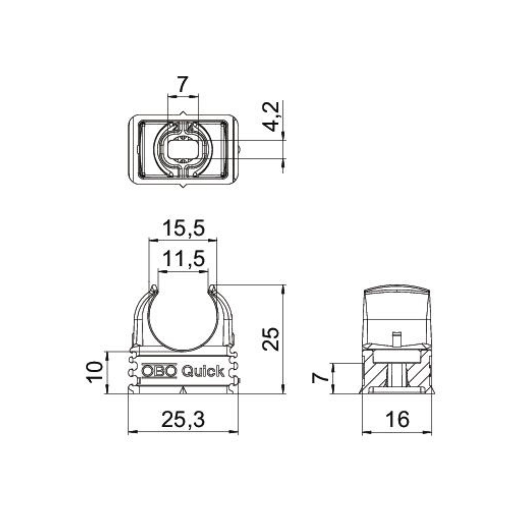 Plasttoru kinnitus 16 mm, Quick, OBO - Image 2