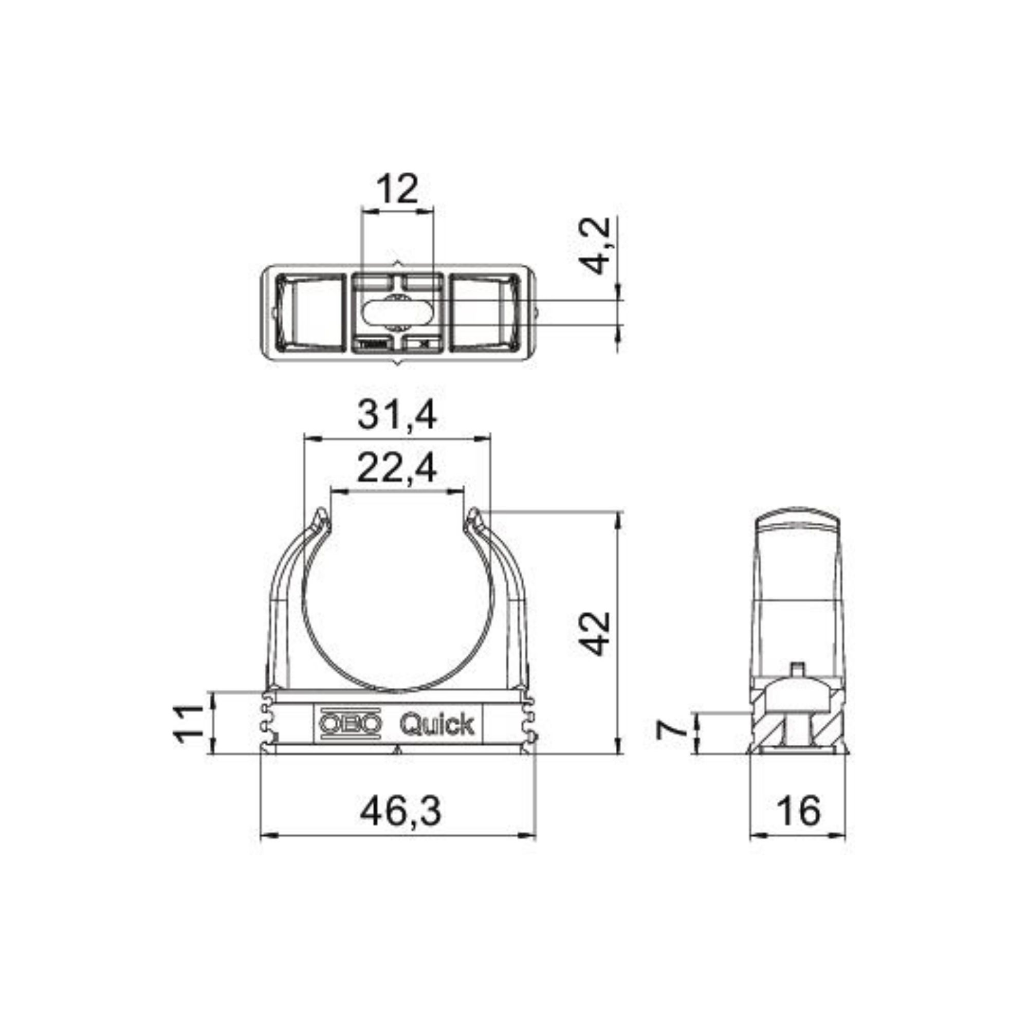 Plasttoru kinnitus 32 mm, Quick, OBO - Image 2
