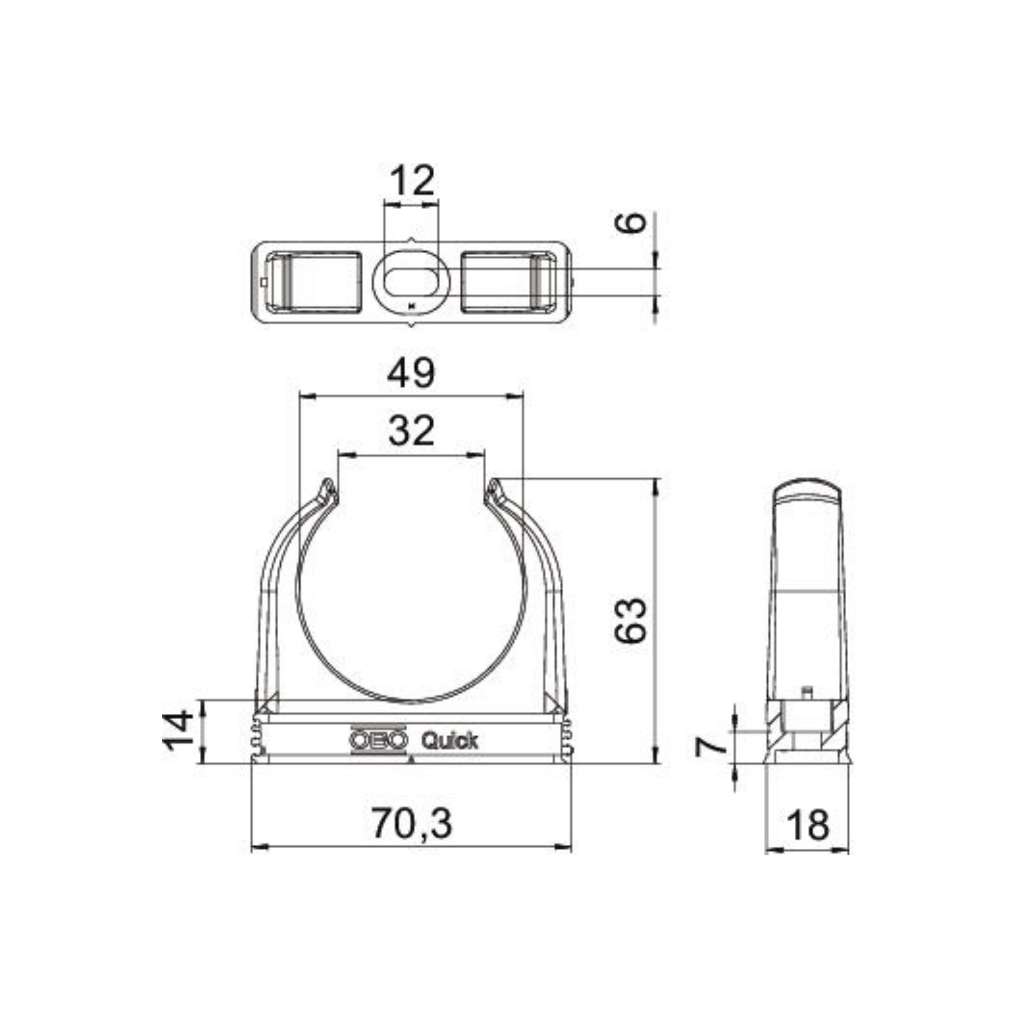 Plasttoru kinnitus 50mm, Quick, OBO - Image 2
