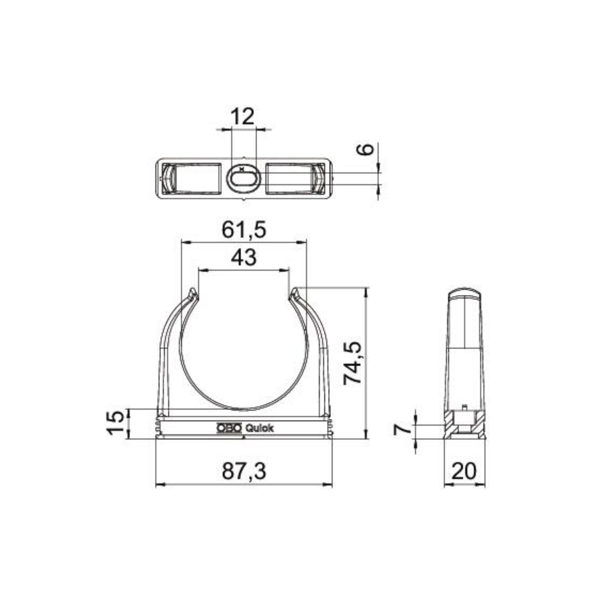 Plasttoru kinnitus 63 mm, Quick, OBO - Image 2