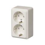Pistikupesa 2ne, pinnapealne, maandusega, IP21, 16A, valge, Jussi