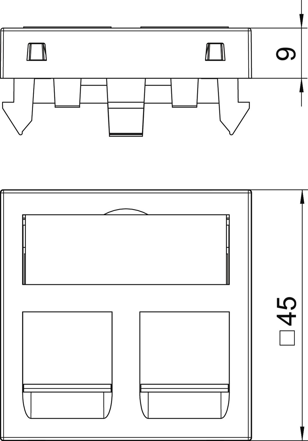 Keskplaat DTG-2C RW1, 2xRJ45, tolmukattega, polaarvalge, OBO - Image 2