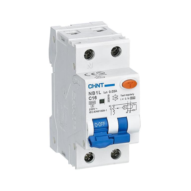 NB1L1PN30MAA16B, Kaitselüliti rikkevoolukaitsmega, 1P+N, 16A, B, 30mA, Chint