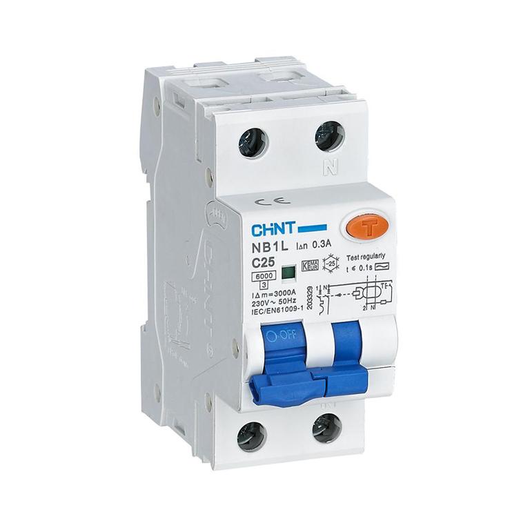 NB1L1PNMAA25C, Kaitselüliti rikkevoolukaitsmega, 2P, 25A, 30mA, Chint