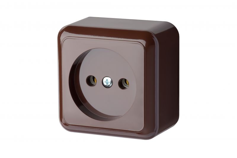 Pistikupesa, pinnapealne, 1ne, maandusklemmita, pruun, Delta+