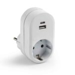 Adapter 16A 230V pesa + USB-A + USB-C, valge, Famatel