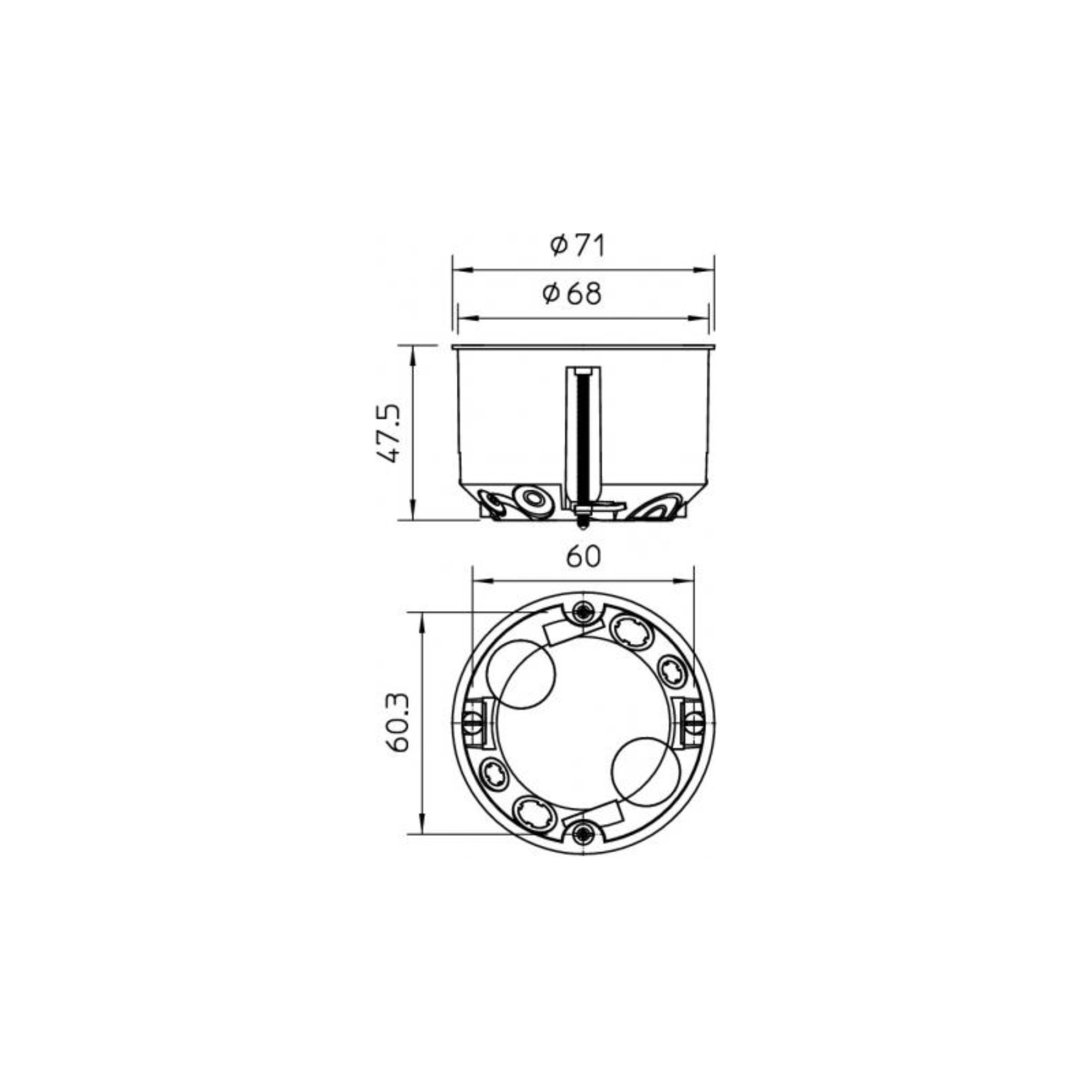 Harutoos HG60 MW, õõnesseina, D=68mm, H=47mm, tuulekindel, OBO - Image 2