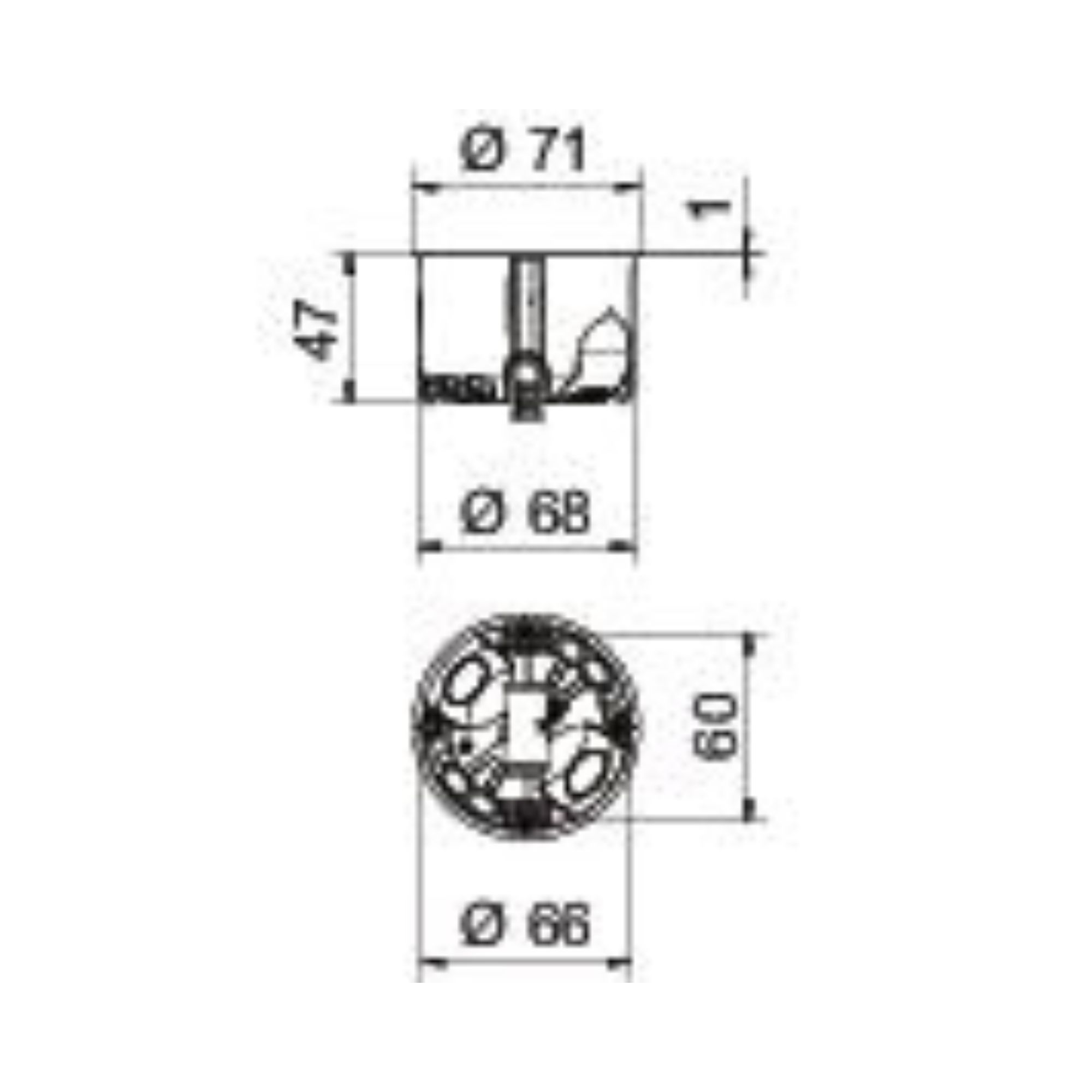 Harutoos HG47-L, õõnesseina, D=68mm, H=47mm, tuulekindel, OBO - Image 2