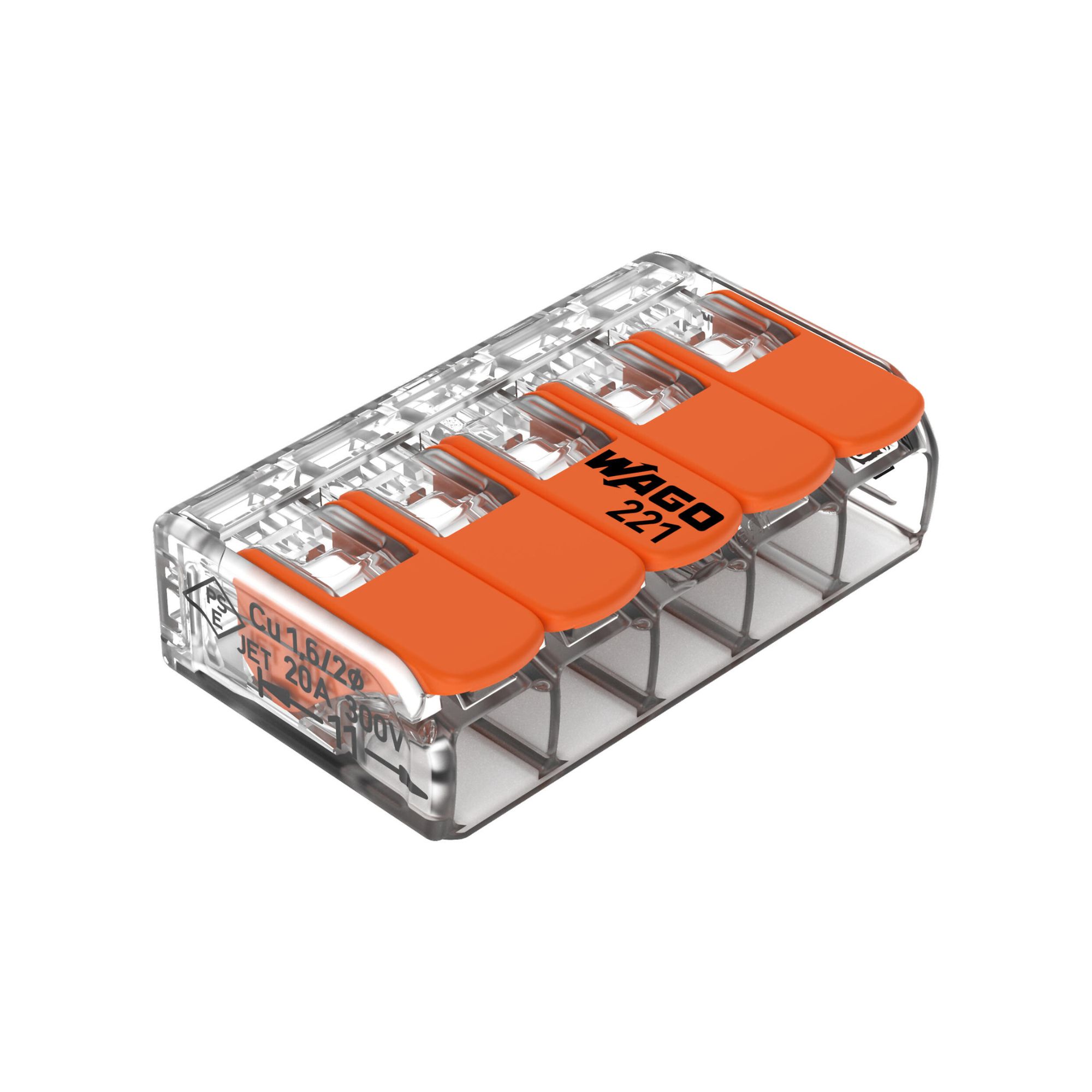 Wago klemm, avatav, 5ne, 0,2-4,0mm2, (25 tk/pk)