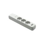 Pistikupesa 3ne lülitiga, 2xUSB-A, ülepingekaitse, valge, Famatel