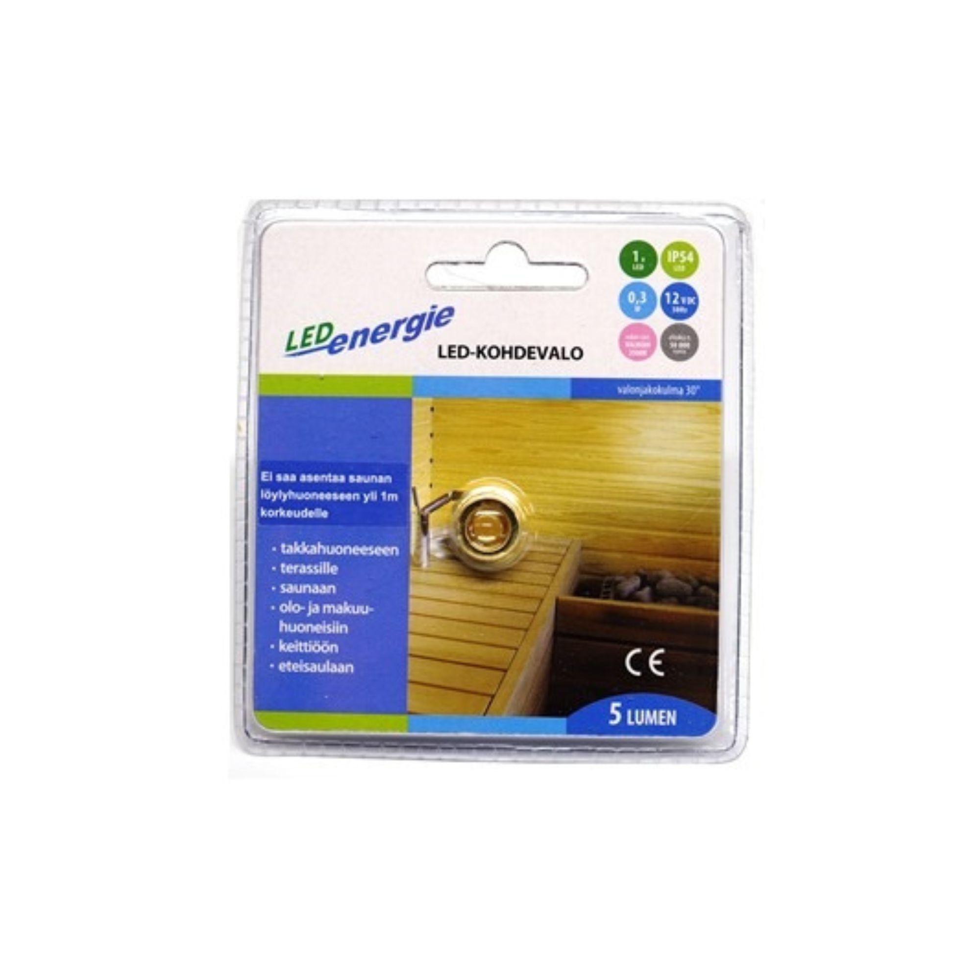 Kerisevalgusti 12V 0,3W, 3500K, 5lm, messing, IP54, 30*