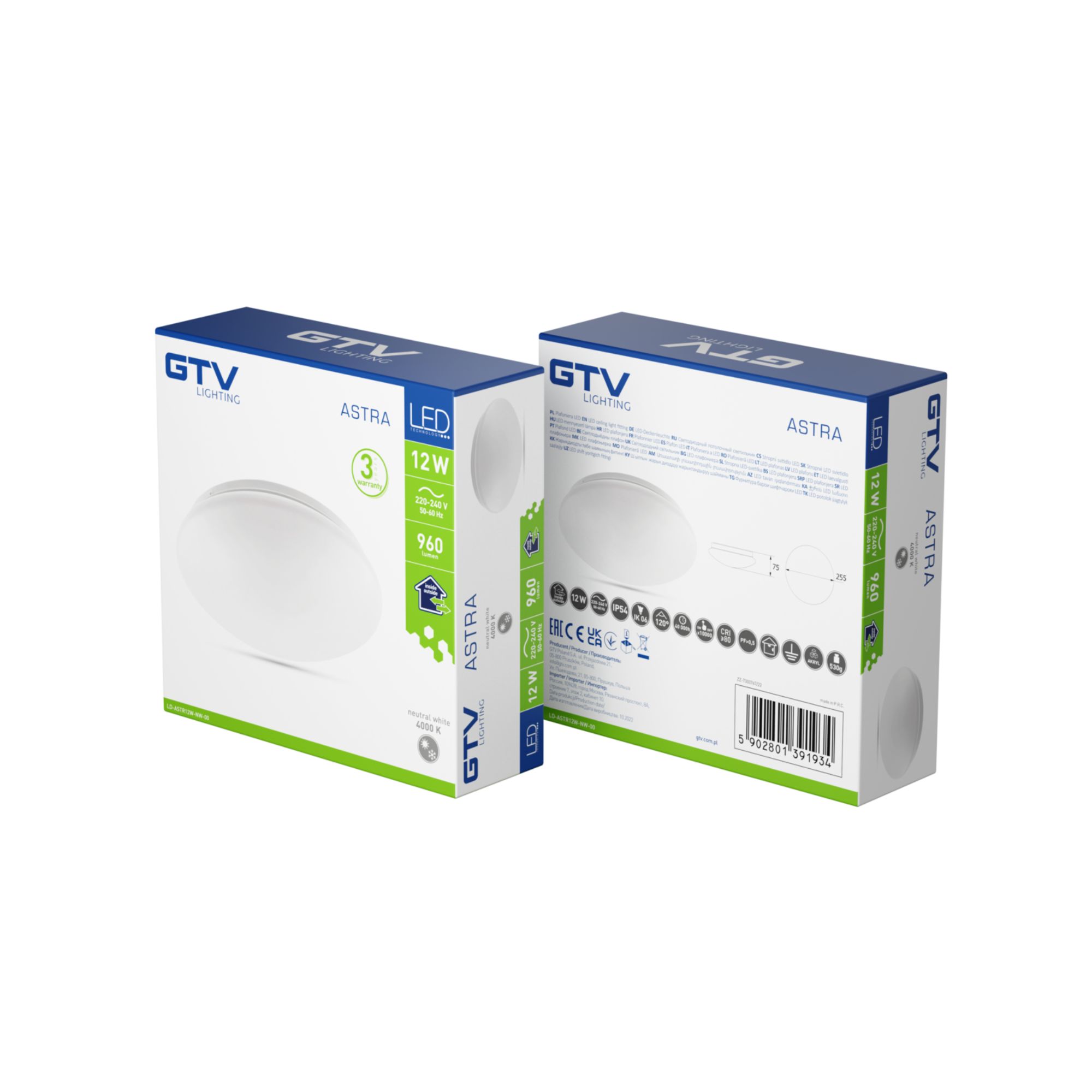 LED Plafoon ASTRA, 12W, 960lm, 4000K, IP54, 255mm, GTV - Image 4