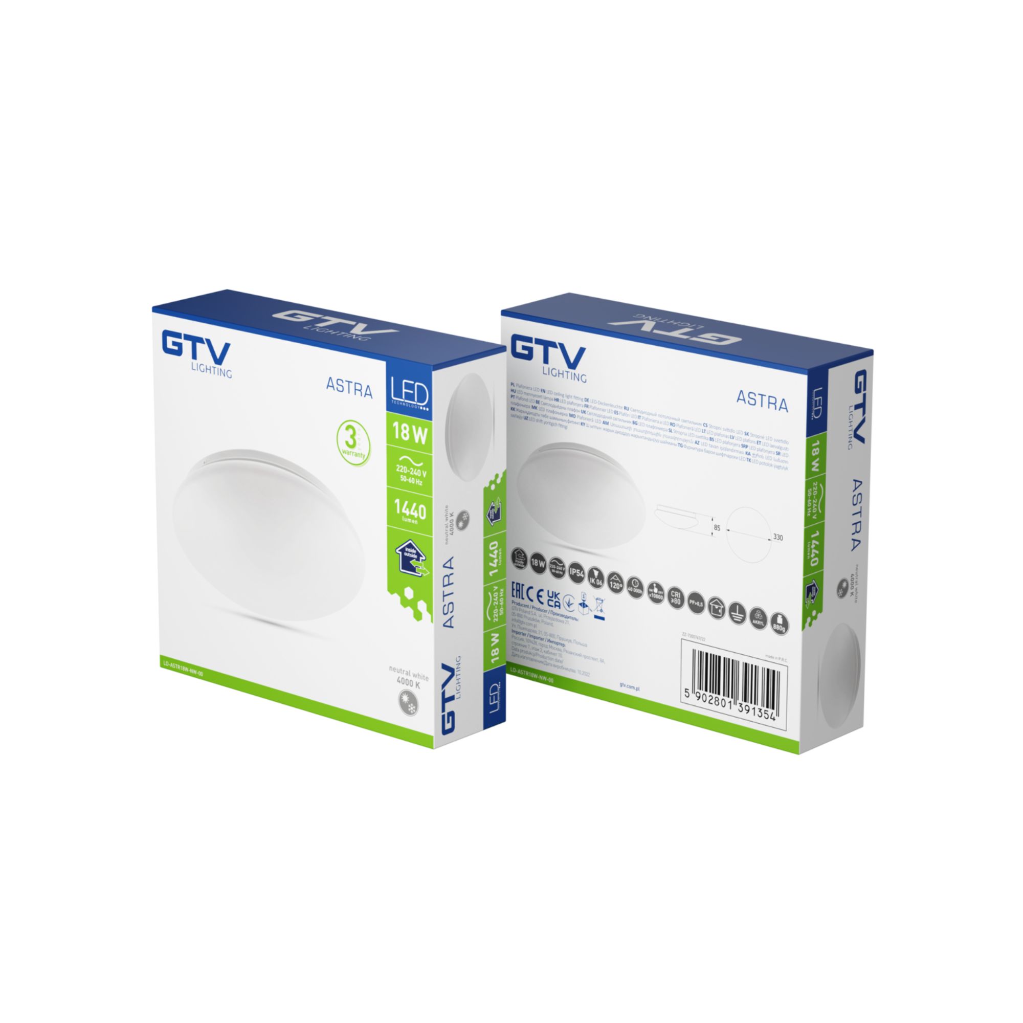 LED Plafoon ASTRA,18W, 1440lm, 4000K, IP54, 330mm, GTV - Image 4