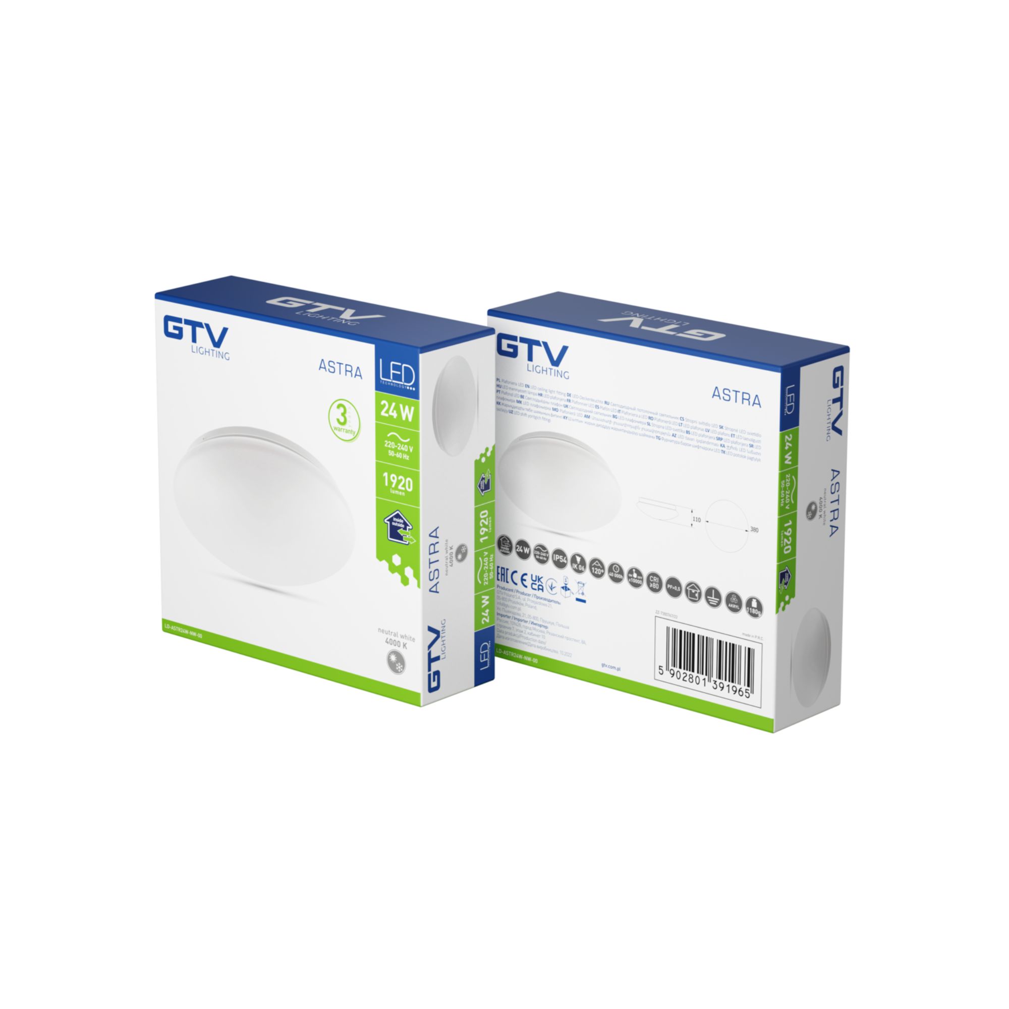 LED plafoon ASTRA, 24W, 1920lm, 4000K, IP54, 380mm, GTV - Image 4