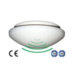 Sensorvalgusti, 60W, E27, IP44, D280, 9m, 12min, klaaskupliga, valge