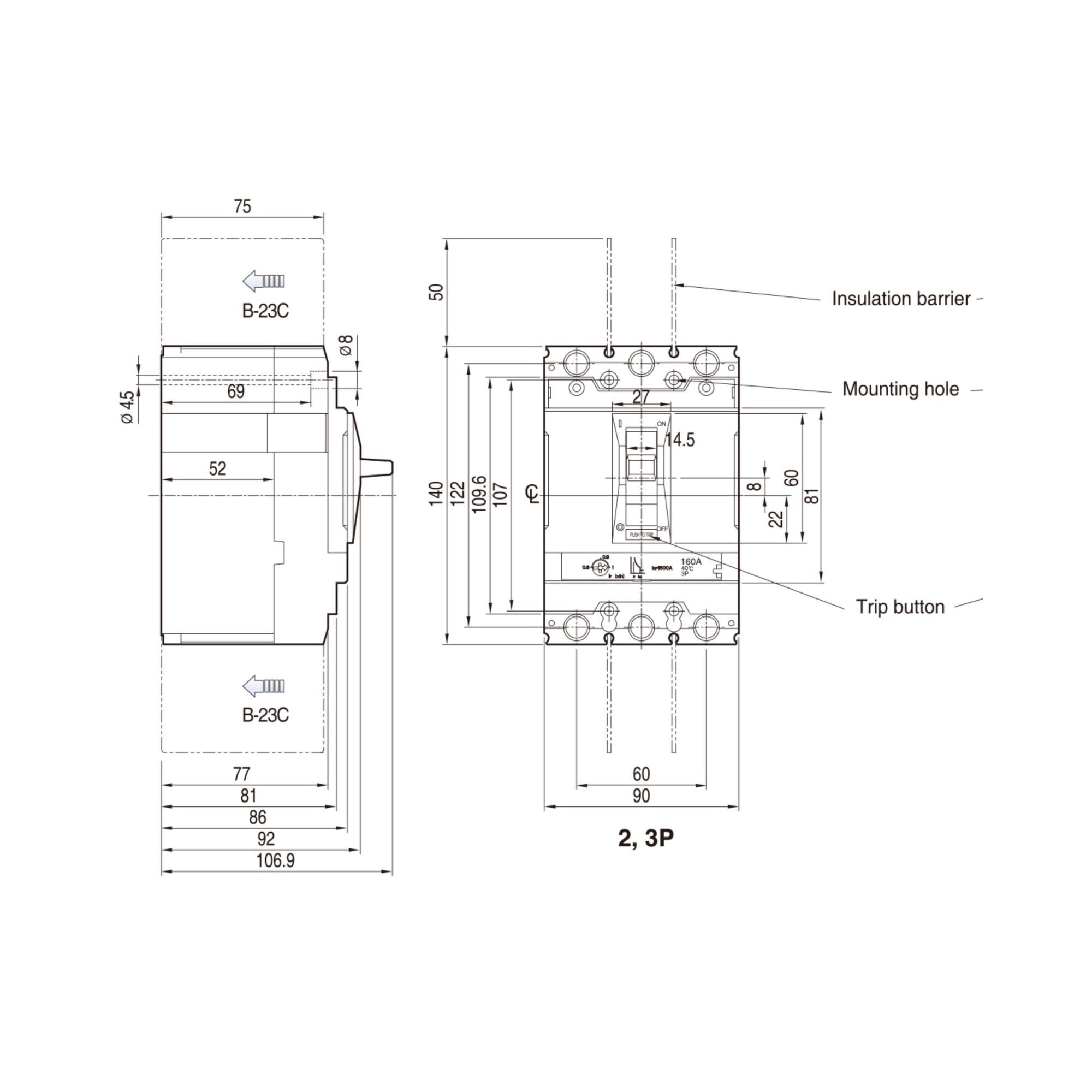 Kaitselüliti TD100N, FMU, 100A, 3P3T, 50kA, LS Electric - Image 2