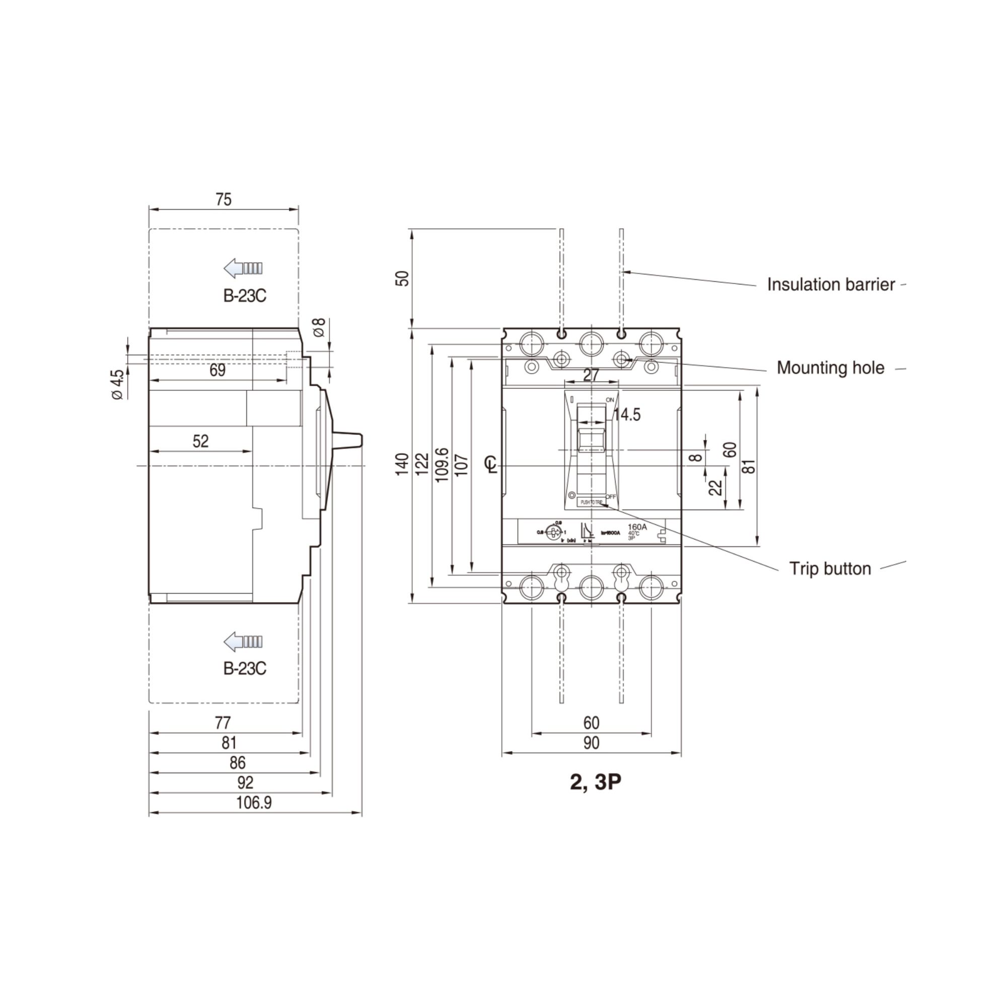 Kaitselüliti TD160N, FMU, 125A, 3P3T, 50kA, LS Electric - Image 2
