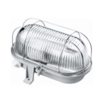 Valgusti OVAL100, E27, max 100W, IP44, hall, metallist kaitsevõrega