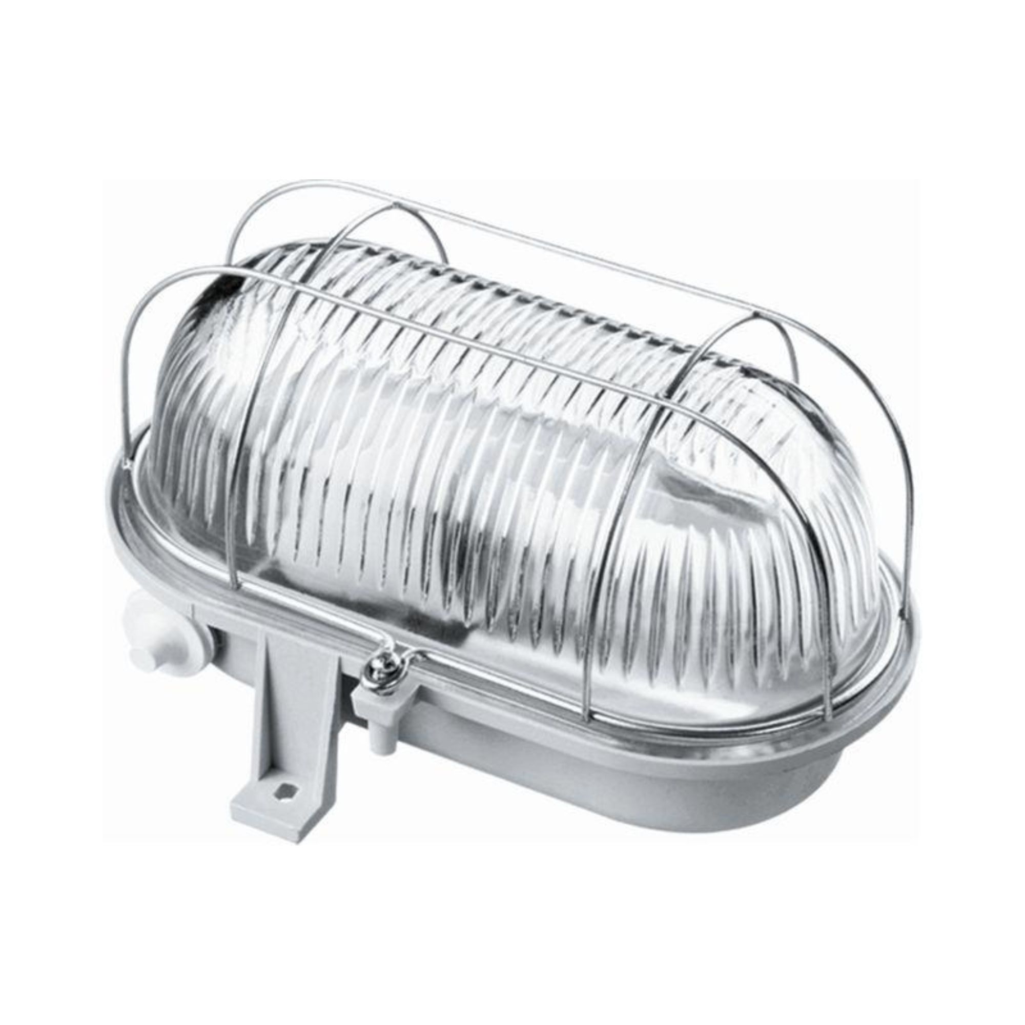 Valgusti OVAL100, E27, max 100W, IP44, hall, metallist kaitsevõrega