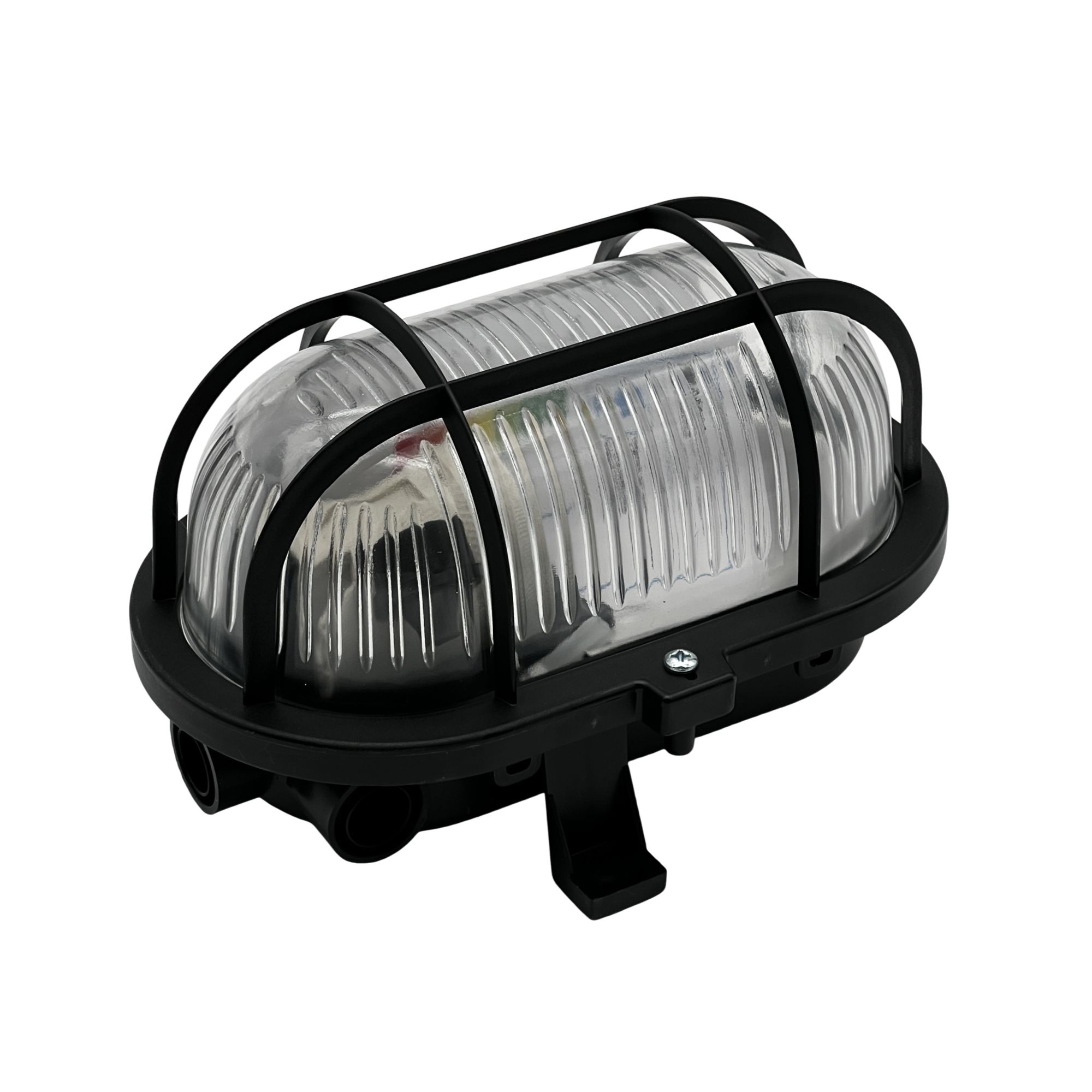 Valgusti OVAL60, E27, max 60W, IP44, must, plastvõrega