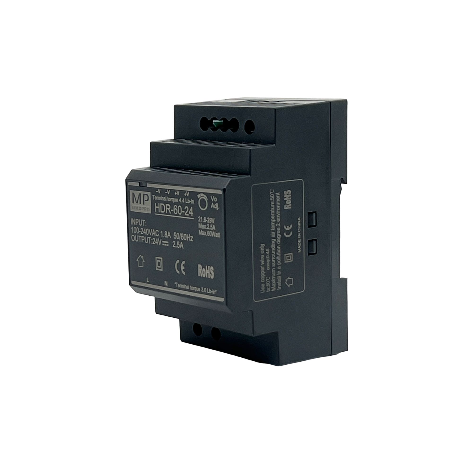 Toiteplokk HDR-60-24, 24VDC, 2,5A, 60W, DIN latile, 3moodulit - Image 2