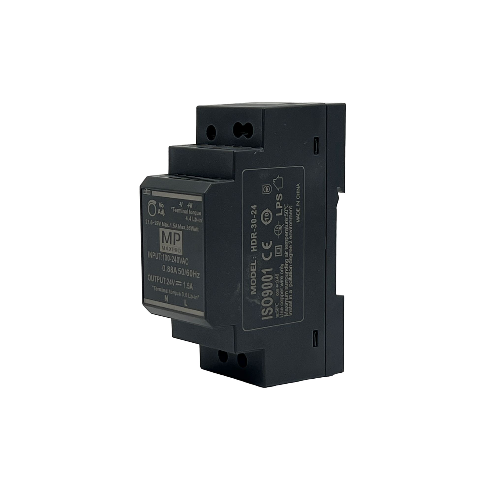 Toiteplokk HDR-30-24, 24VDC, 1,5A, 36W, DIN latile, 2 moodulit - Image 2