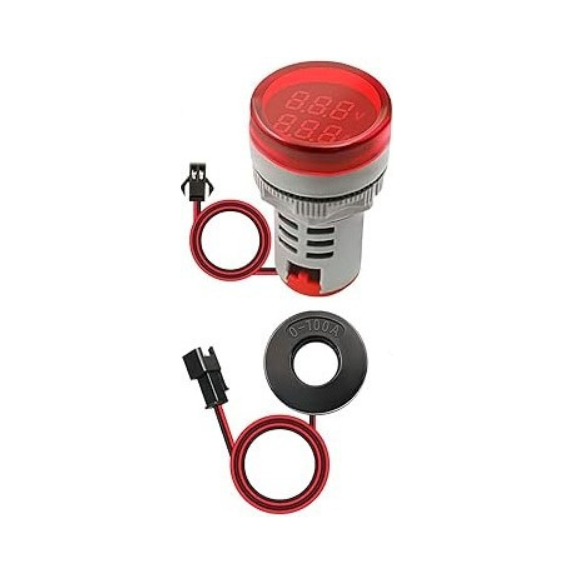 Ampermeeter XB7 Monolithic, 22,5mm, 0-100A AC, IP65, punane