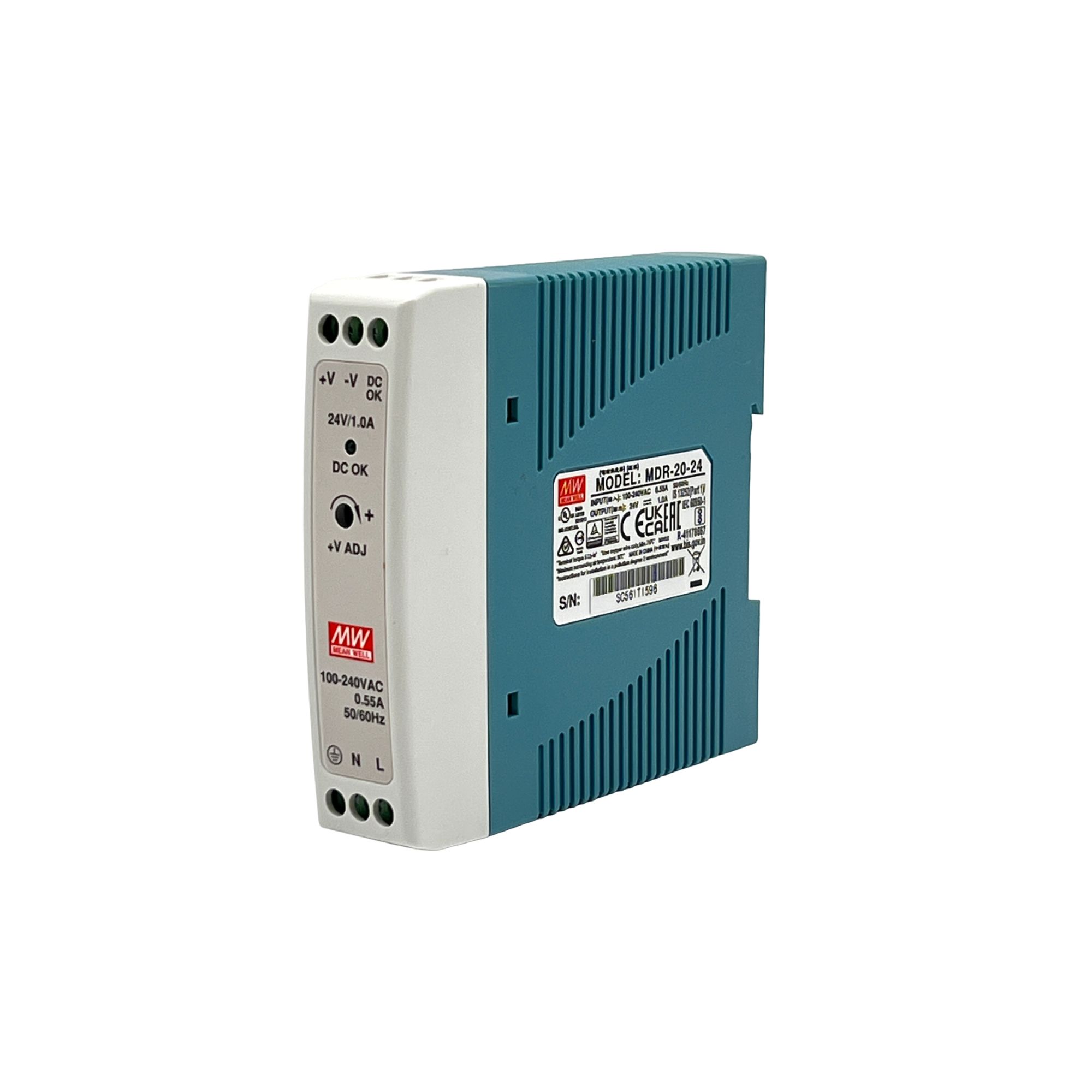 Toiteplokk MDR-20-24, 24VDC, 1A, 24W, DIN latile, 22.5mm - Image 2