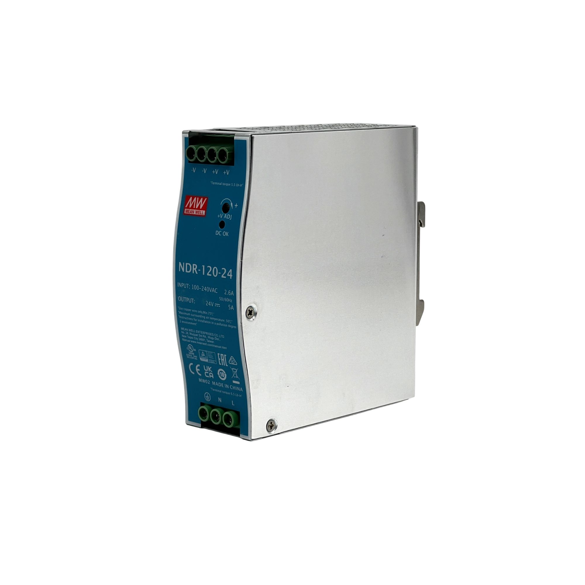 Toiteplokk NDR-120-24, 24VDC, 5A, 120W, DIN latile, 40mm - Image 2