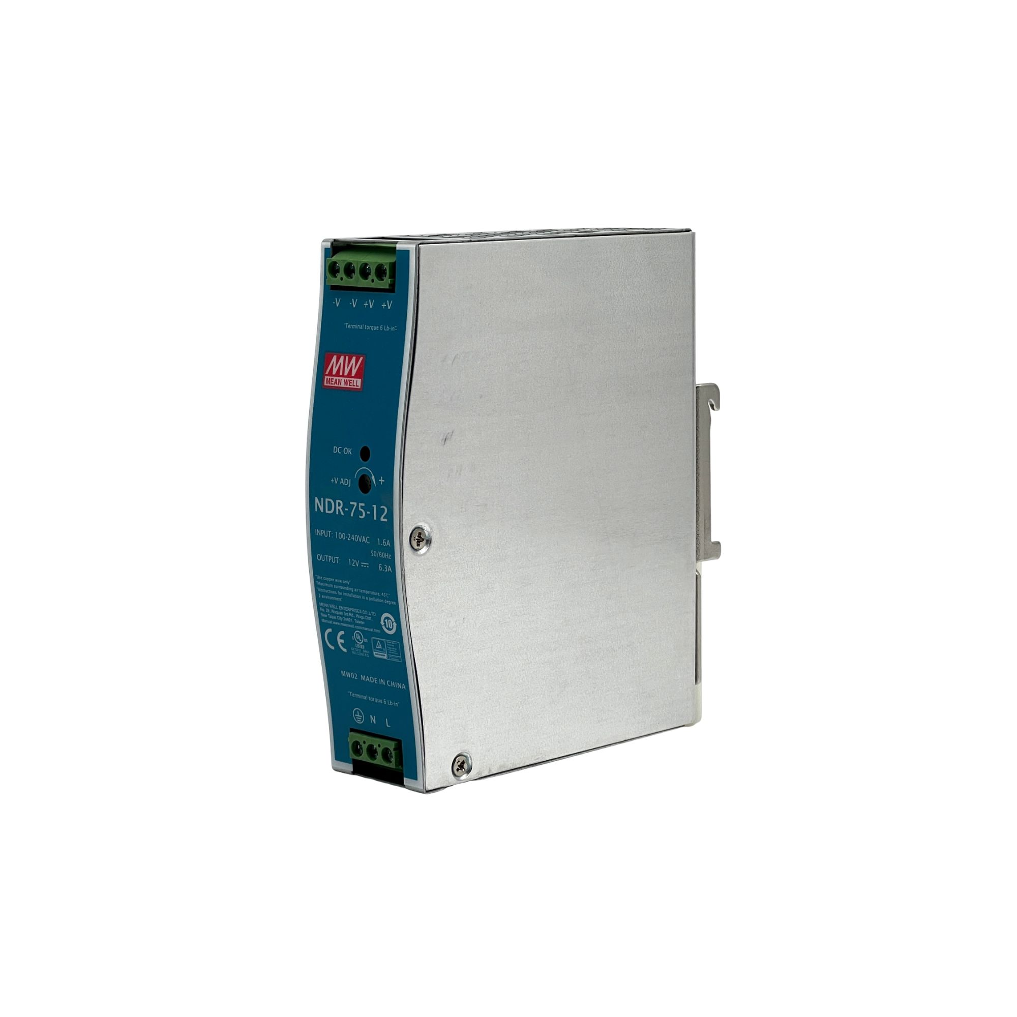 Toiteplokk NDR-75-12, 12VDC, 6,3A, 75,6W, DIN latile, 32mm - Image 2