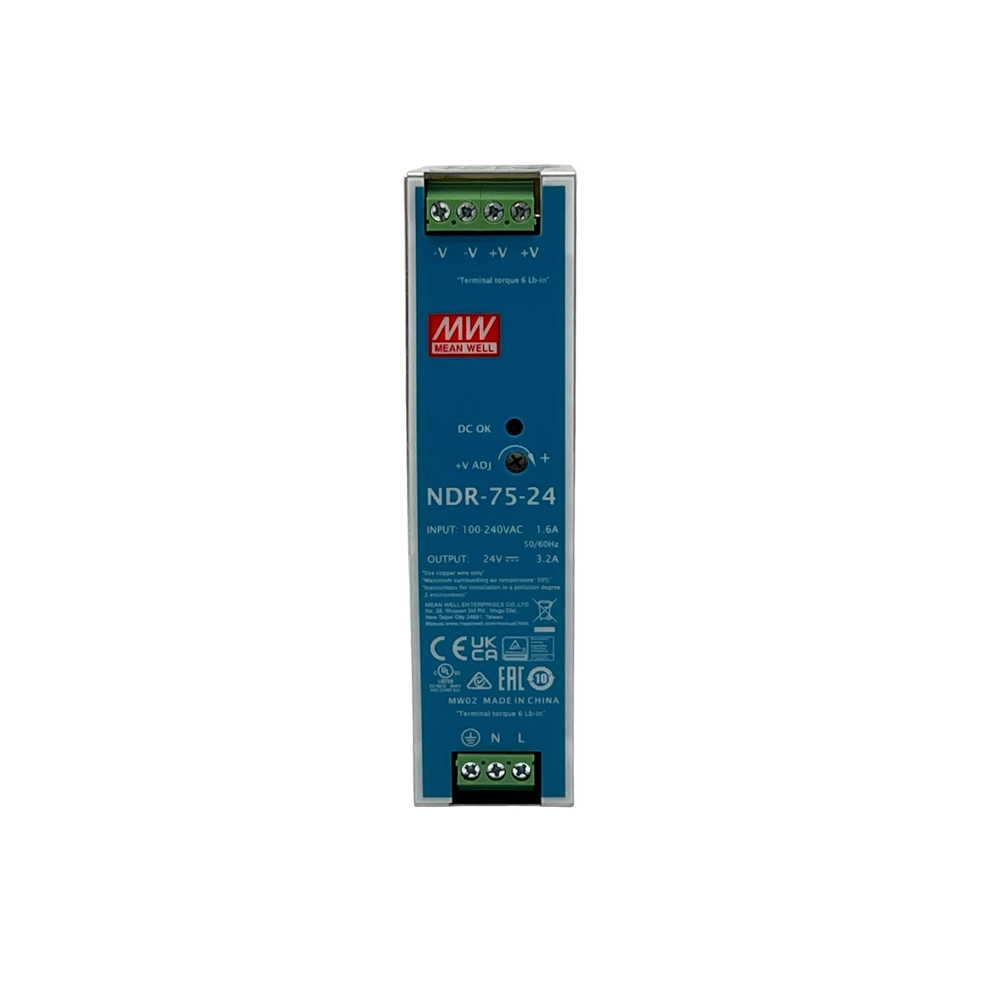 Toiteplokk NDR-75-24, 24VDC, 3,2A, 76,8W, DIN latile, 32mm